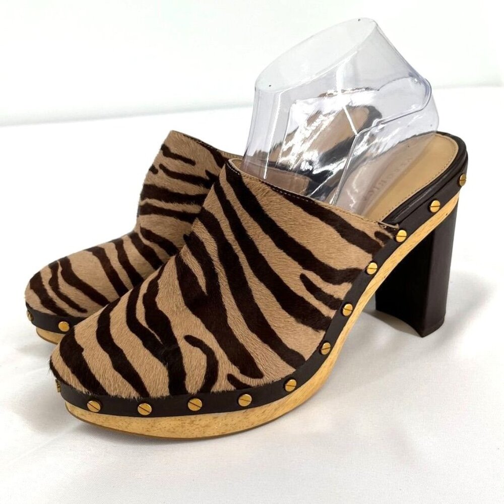 Veronica Beard Women's Sz 9 Grita Genuine Calf Hair Mule Brown Tan